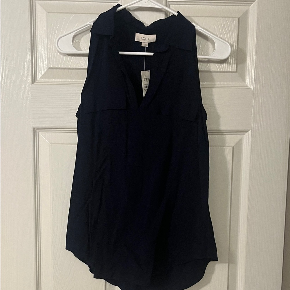 LOFT Women's Dark Blue Sleeveless Blouse